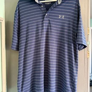 Under Armour The Playoff Blue Striped Polo Shirt